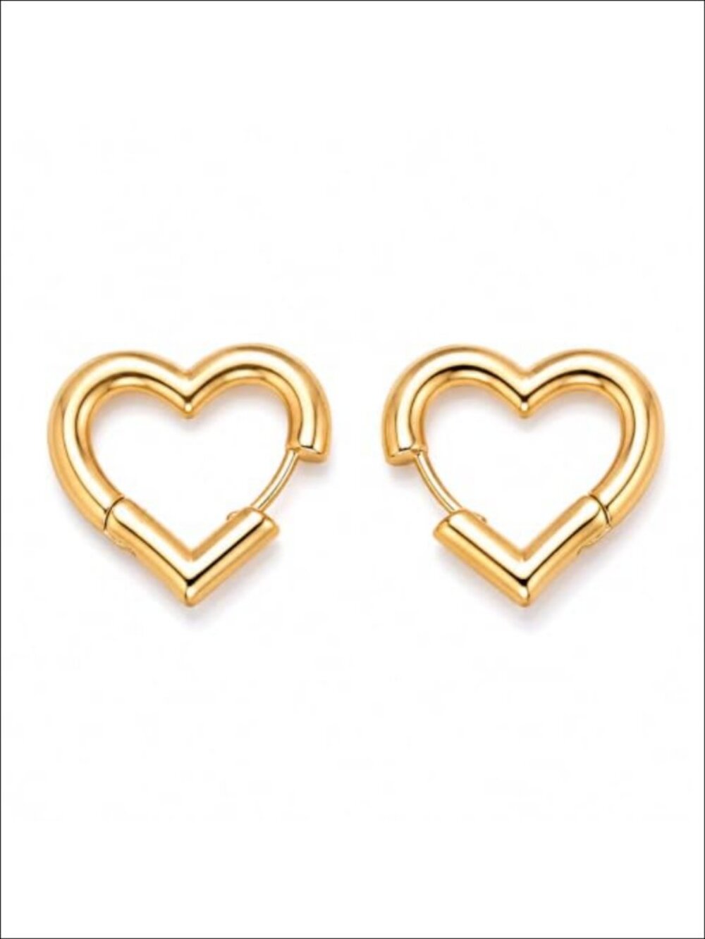 Gold Plated Brass Heart Hoop Earrings Lightweight Minimalist Everyday